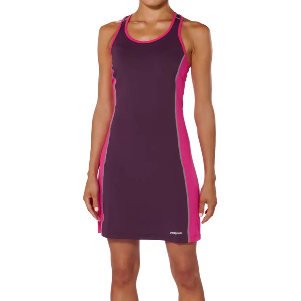 Patagonia All Weather Racerback Pink & Purple Slim Fit Athletic Dress Sz M